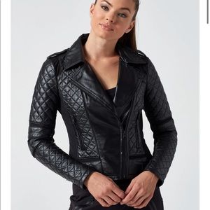 Blanc Noir Quilted Black Leather Jacket